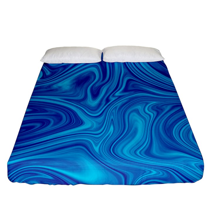 Blue Abstract Pattern Art Shape Fitted Sheet (King Size)