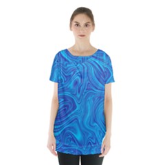 Blue Abstract Pattern Art Shape Skirt Hem Sports Top by Nexatart