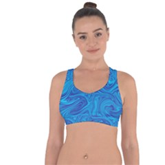 Blue Abstract Pattern Art Shape Cross String Back Sports Bra by Nexatart