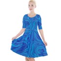 Blue Abstract Pattern Art Shape Quarter Sleeve A-Line Dress View1