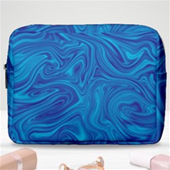 Blue Abstract Pattern Art Shape Make Up Pouch (large)