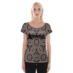 Pattern Decoration Abstract Cap Sleeve Top by Nexatart