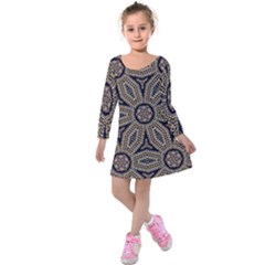 Pattern Decoration Abstract Kids  Long Sleeve Velvet Dress by Nexatart