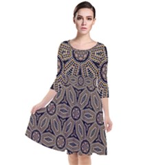 Pattern Decoration Abstract Quarter Sleeve Waist Band Dress by Nexatart