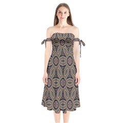 Pattern Decoration Abstract Shoulder Tie Bardot Midi Dress by Nexatart