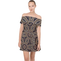 Pattern Decoration Abstract Off Shoulder Chiffon Dress by Nexatart