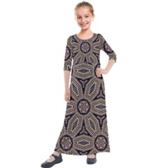 Pattern Decoration Abstract Kids  Quarter Sleeve Maxi Dress