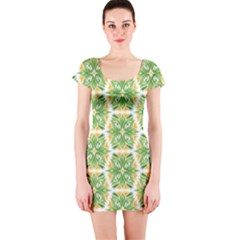 Pattern Abstract Decoration Flower Short Sleeve Bodycon Dress by Nexatart