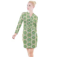 Pattern Abstract Decoration Flower Button Long Sleeve Dress by Nexatart