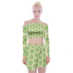 Pattern Abstract Decoration Flower Off Shoulder Top With Mini Skirt Set by Nexatart