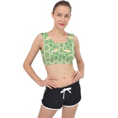 Pattern Abstract Decoration Flower V-back Sports Bra by Nexatart