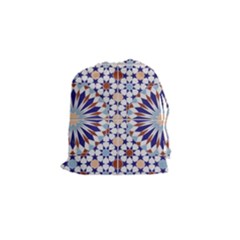 Morocco Essaouira Tile Pattern Drawstring Pouch (small) by Nexatart