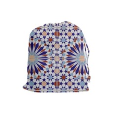 Morocco Essaouira Tile Pattern Drawstring Pouch (large) by Nexatart