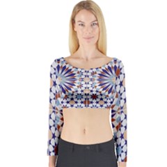 Morocco Essaouira Tile Pattern Long Sleeve Crop Top by Nexatart