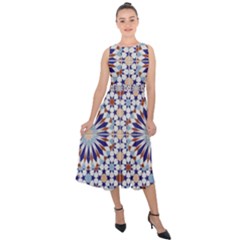 Morocco Essaouira Tile Pattern Midi Tie-back Chiffon Dress by Nexatart