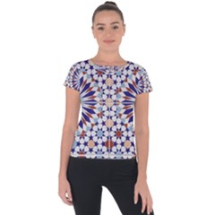 Morocco Essaouira Tile Pattern Short Sleeve Sports Top  by Nexatart