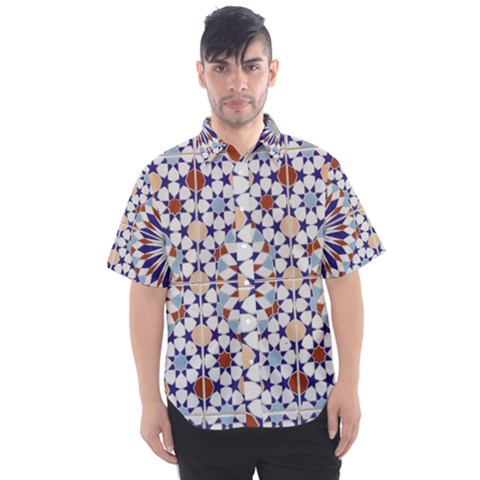 Morocco Essaouira Tile Pattern Men s Short Sleeve Shirt by Nexatart