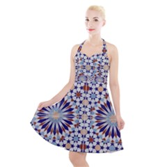 Morocco Essaouira Tile Pattern Halter Party Swing Dress  by Nexatart