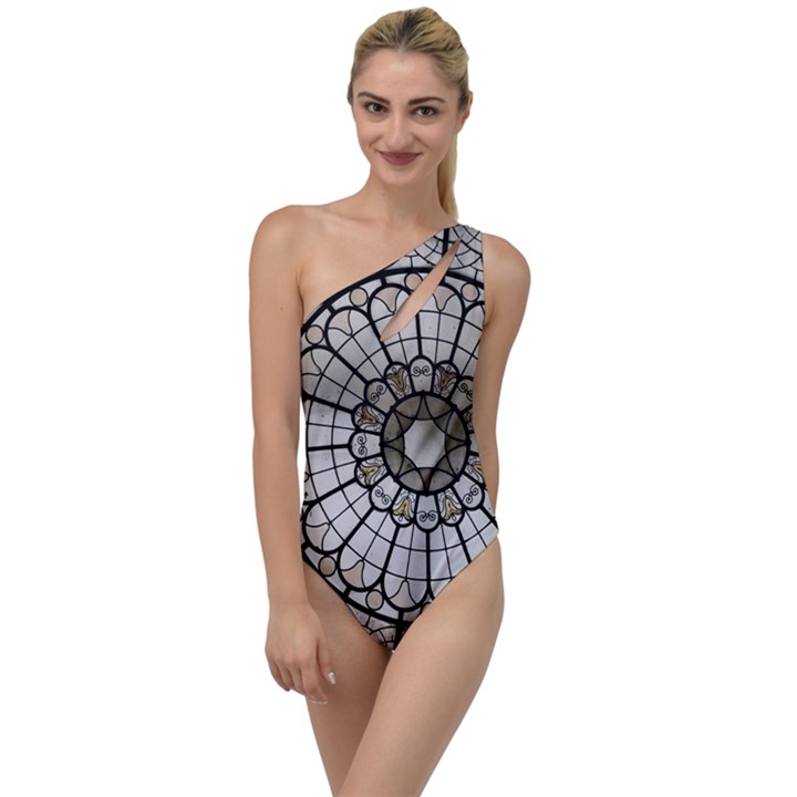 Pattern Abstract Structure Art To One Side Swimsuit