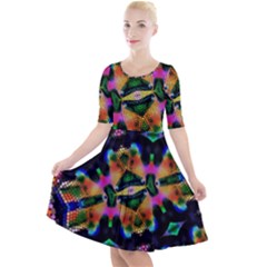 Butterfly Color Pop Art Quarter Sleeve A-line Dress