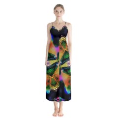 Butterfly Color Pop Art Button Up Chiffon Maxi Dress by Nexatart