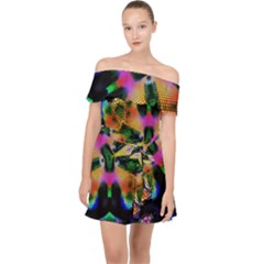 Butterfly Color Pop Art Off Shoulder Chiffon Dress