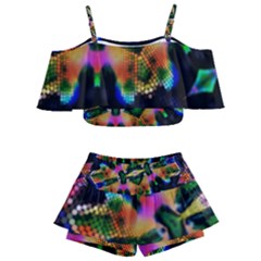 Butterfly Color Pop Art Kids  Off Shoulder Skirt Bikini