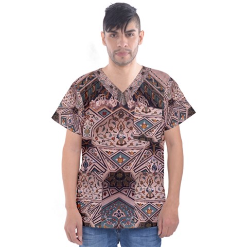 Pattern Decoration Art Architecture Men s V-neck Scrub Top by Nexatart