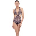 Pattern Decoration Art Architecture Halter Front Plunge Swimsuit View1