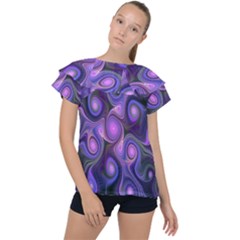 Abstract Pattern Fractal Wallpaper Ruffle Collar Chiffon Blouse