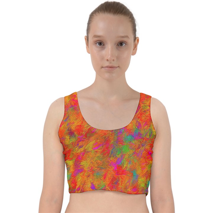 Abstract Pattern Art Canvas Velvet Racer Back Crop Top