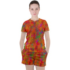 Abstract Pattern Art Canvas Women s Tee And Shorts Set