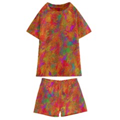 Abstract Pattern Art Canvas Kids  Swim Tee And Shorts Set