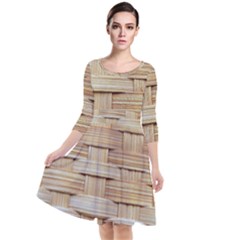 Wicker Model Texture Craft Braided Quarter Sleeve Waist Band Dress by Nexatart