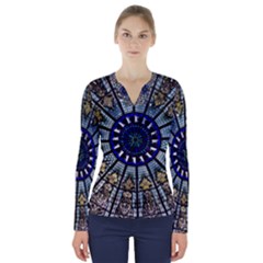 Pattern Art Form Architecture V-neck Long Sleeve Top by Nexatart