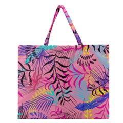 Illustration Reason Leaves Design Zipper Large Tote Bag by Nexatart