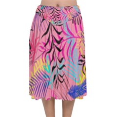 Illustration Reason Leaves Design Velvet Flared Midi Skirt by Nexatart