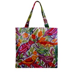 Art Flower Pattern Background Zipper Grocery Tote Bag by Nexatart