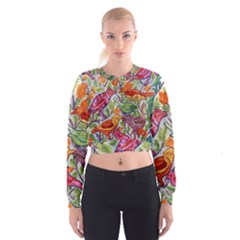 Art Flower Pattern Background Cropped Sweatshirt by Nexatart