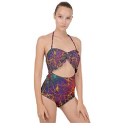 Background Desktop Pattern Abstract Scallop Top Cut Out Swimsuit