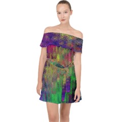 Background Abstract Art Color Off Shoulder Chiffon Dress