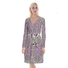 Love On The Sea Of Love In Peace Long Sleeve Velvet Front Wrap Dress