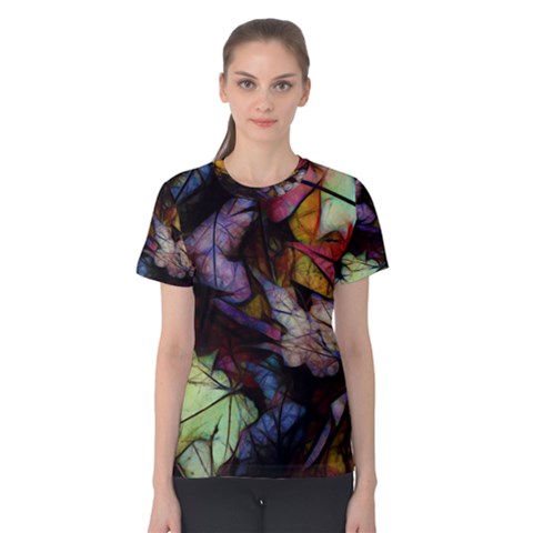 Fall Leaves Abstract Women s Cotton Tee by bloomingvinedesign