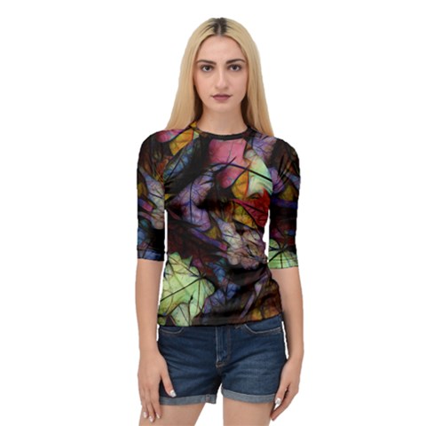 Fall Leaves Abstract Quarter Sleeve Raglan Tee by bloomingvinedesign