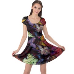 Fall Leaves Abstract Cap Sleeve Dress