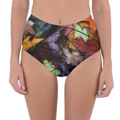 Fall Leaves Abstract Reversible High-waist Bikini Bottoms by bloomingvinedesign