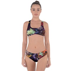 Fall Leaves Abstract Criss Cross Bikini Set by bloomingvinedesign