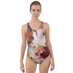 Fall Leaves Bright Cut-out Back One Piece Swimsuit by bloomingvinedesign