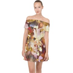 Fall Leaves Bright Off Shoulder Chiffon Dress