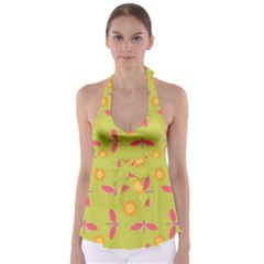 Dragonfly Sun Flower Seamlessly Babydoll Tankini Top